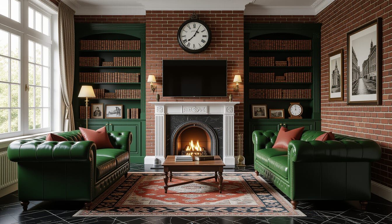 Vibrant Victorian Living Room with Fireplace