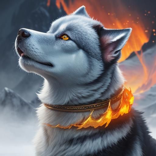 Fire and Ice Husky Hybrid Portrait