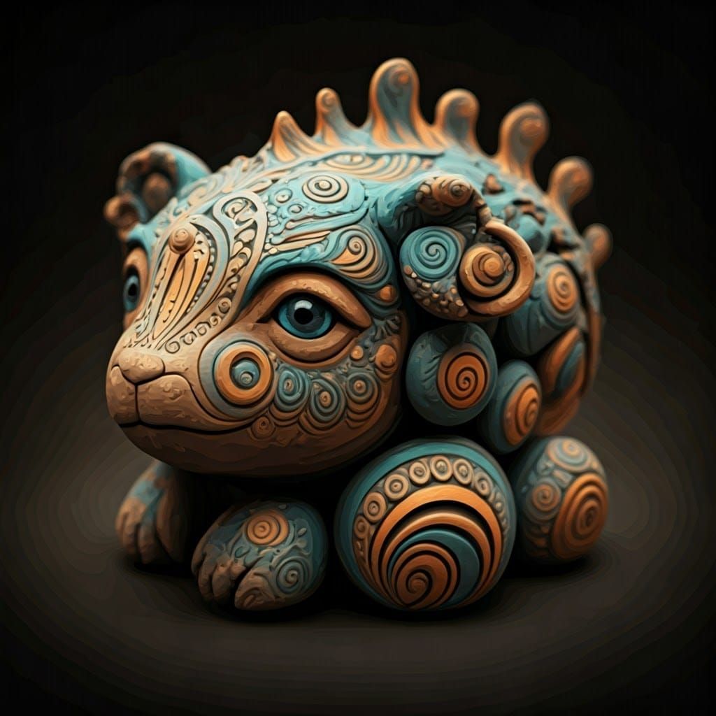 Fantastical Hand-Shaped Clay Creatures in Earthy Art Style