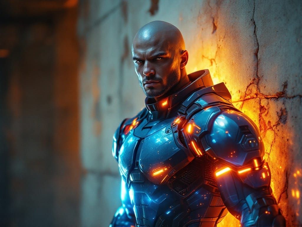 Ethereal Superhero Phases Through Concrete Wall in Cinematic...