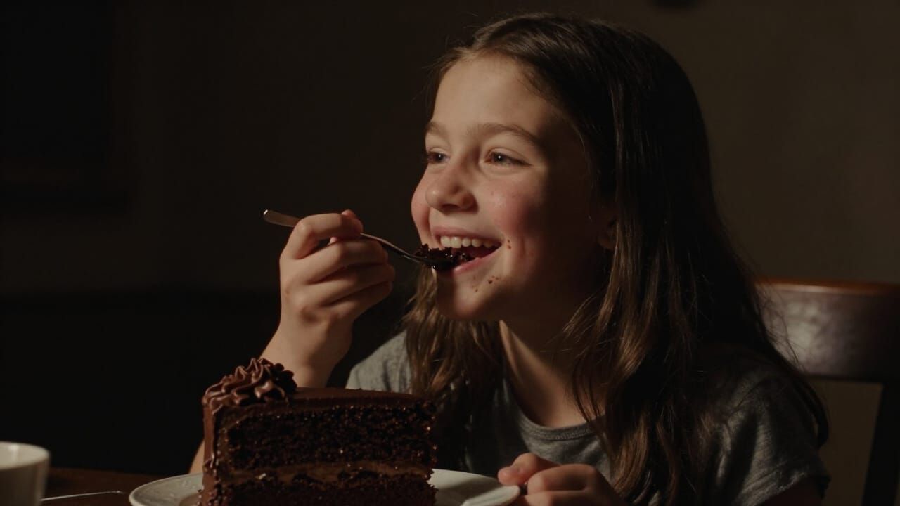 Girl Joyfully Eats Cake in Caravaggio Style
