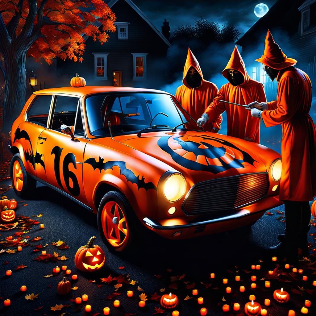 Halloween Night: Jack O'Lantern Car Painting