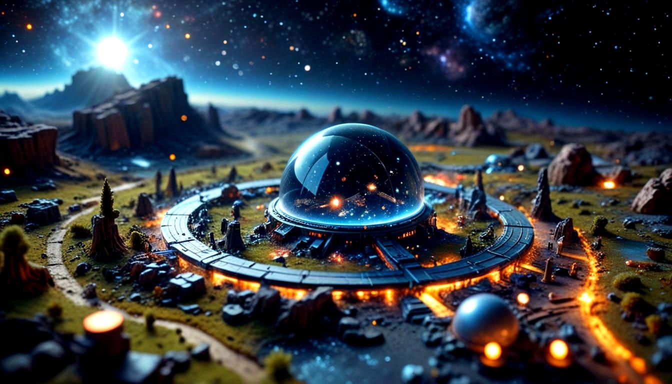 Cosmic Astral Miniature Space in Tilt-Shift Style