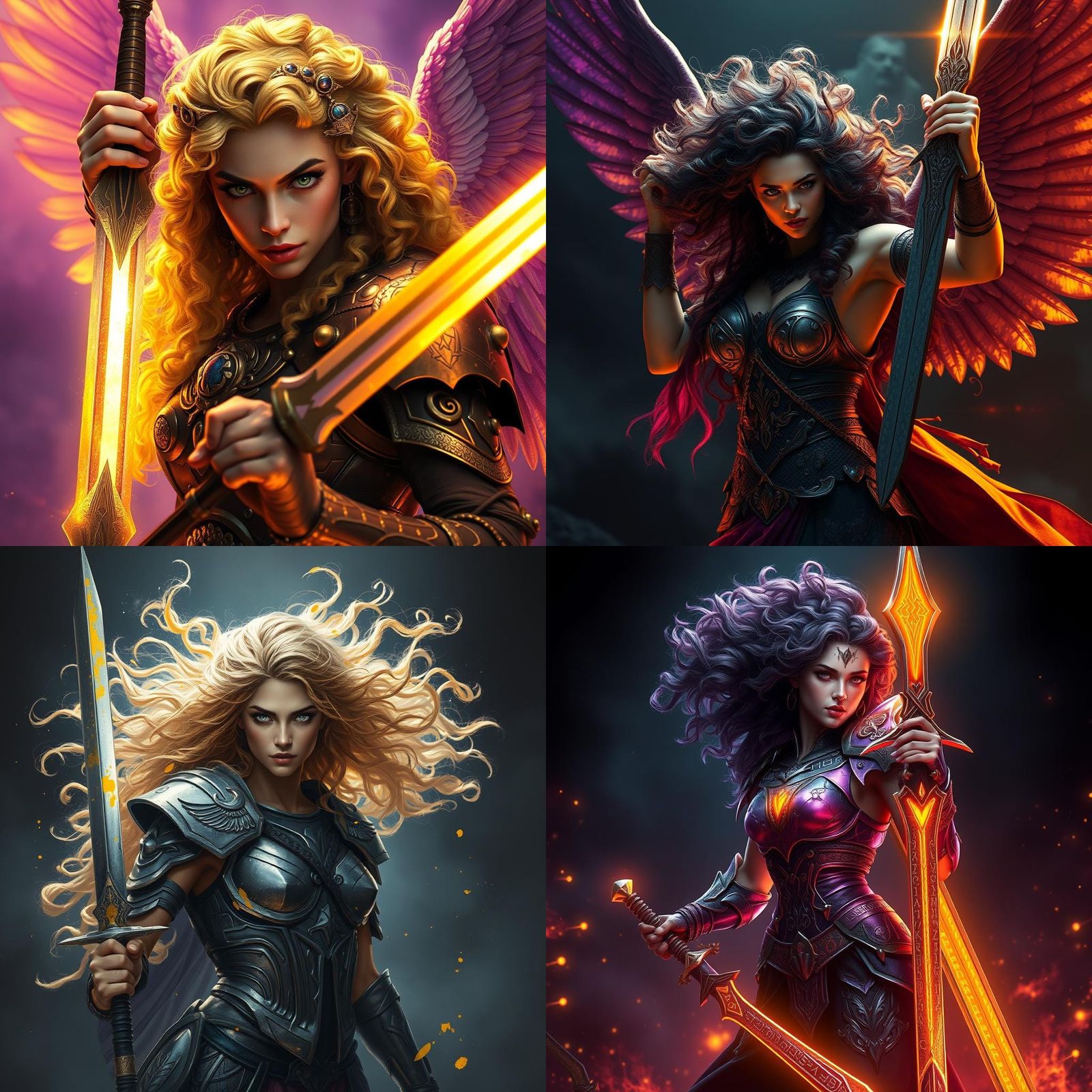 Valkyrie Woman with Sword: Dark Fantasy Concept Art