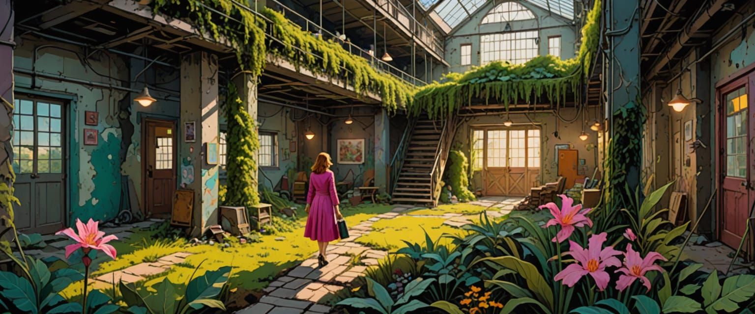 Whimsical Factory in Comic Book Style