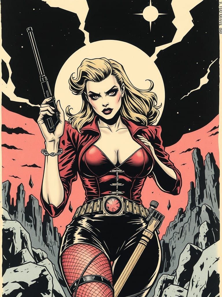 Grotesque Female Figure in Darkened Post-Punk Atmosphere