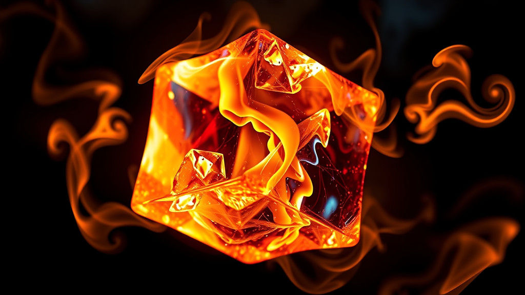 Flaming Ice Cube in Surrealist Style