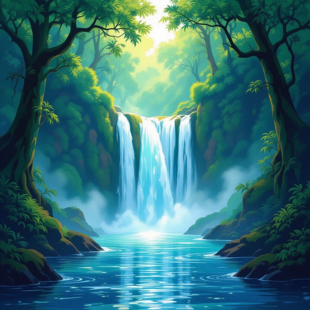 Ethereal River Portal in Art Nouveau Style