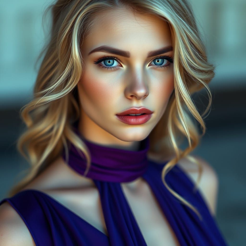 Elegant Purple Gown in a Modern Portrait