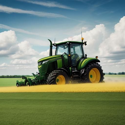 John Deere Tractor Mowing Clouds in the Sky