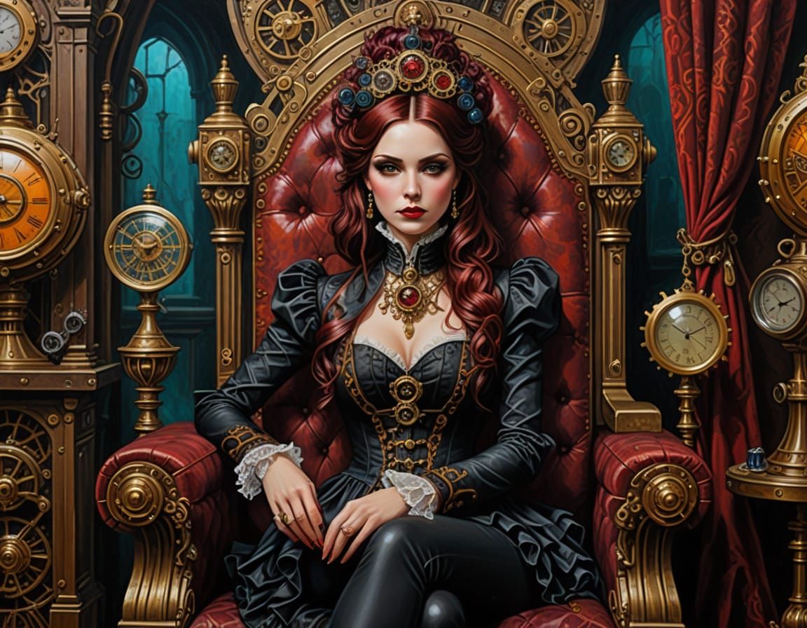 Steampunk Koralya in Opulent Victorian Gothic Splendor