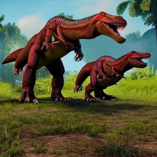 T-Rex vs Spinosaurus Epic Gunfight