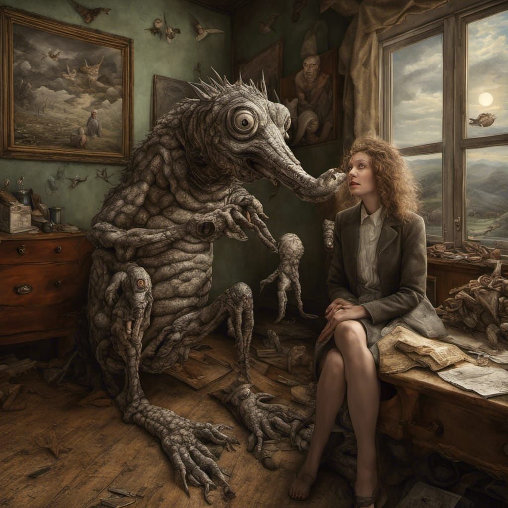 Photorealistic Cityscape with Futuristic Beings