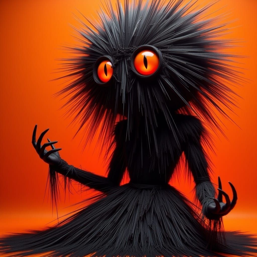 Eye-Catching Black and Orange Costume Display