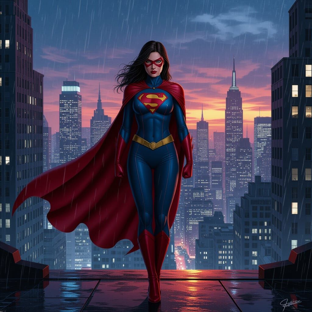 Art Deco Superhero in Noir City