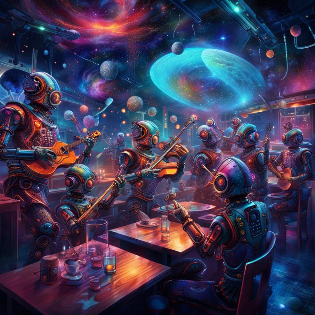 Cosmic Robot Orchestra Performance: Astral Mixed Media