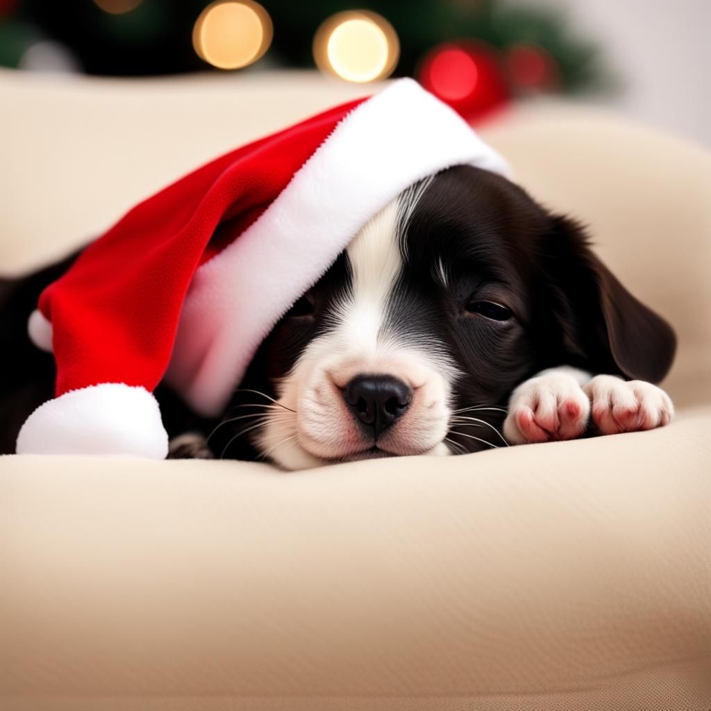 Puppy's Christmas Nap in a Stocking
