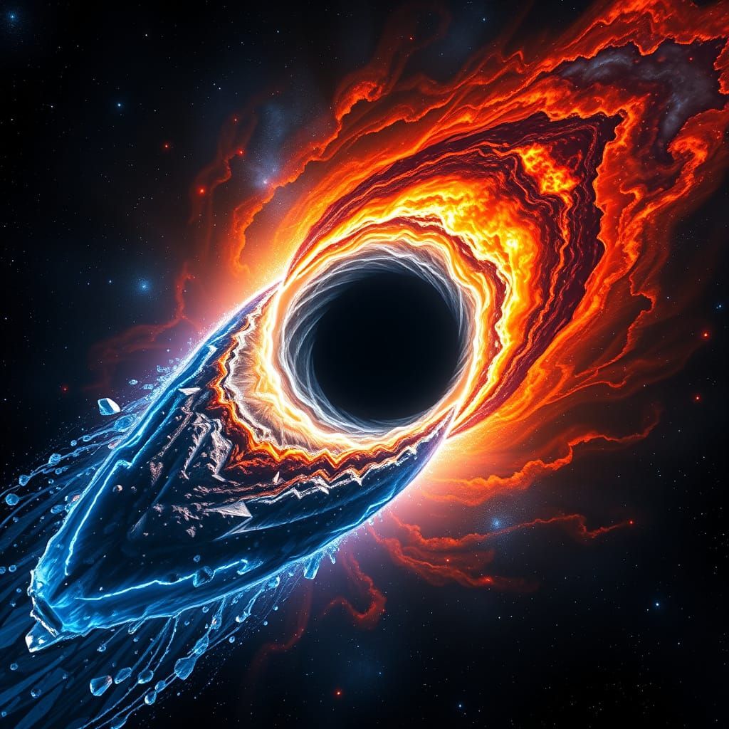 Cosmic Ballet of Black Hole Consuming Comet in Vibrant Nebul...