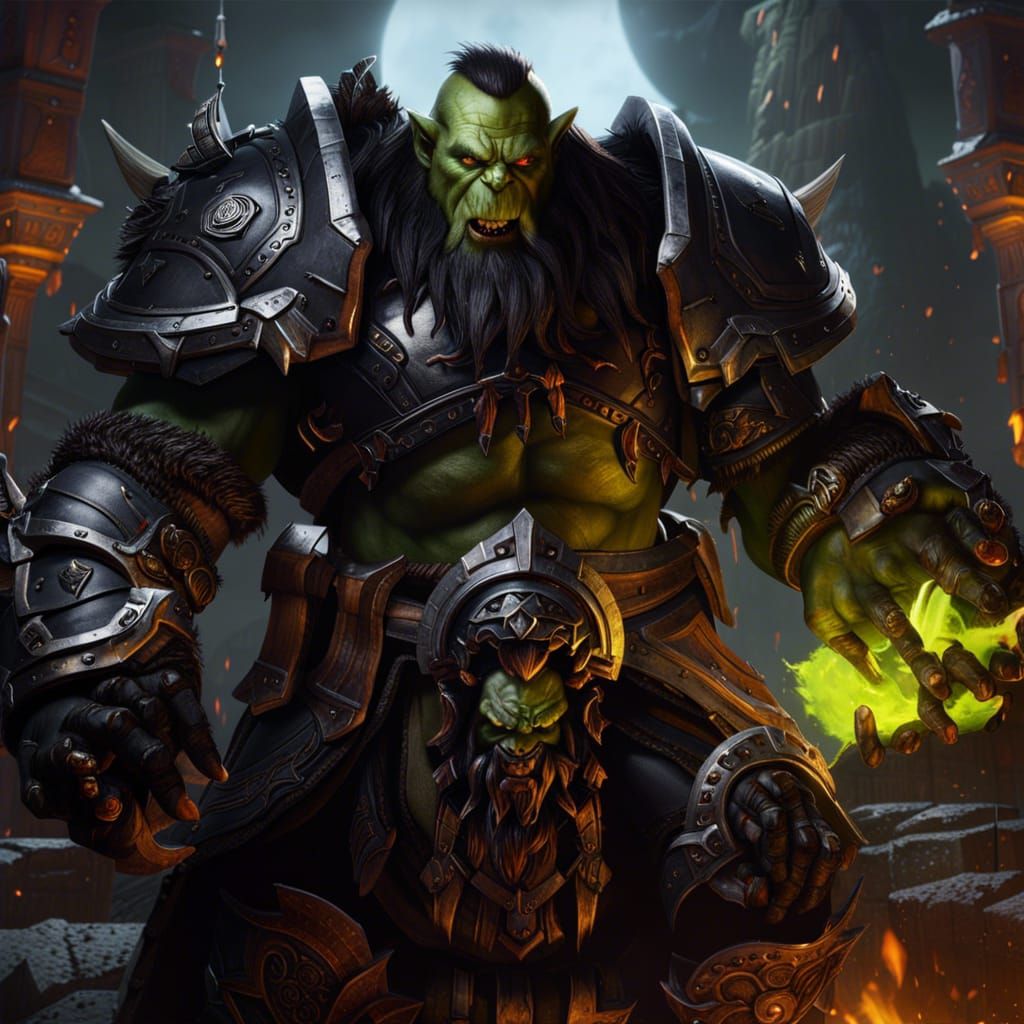 Thrall in Black Armor: Orc Warchief Portrait