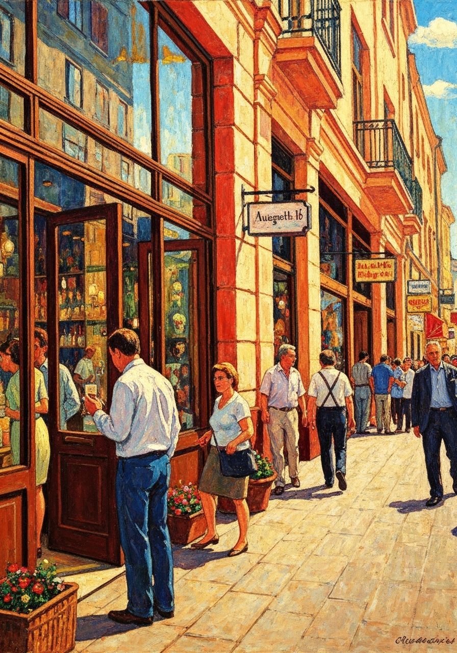 Lively Street Scene in Impressionist Style