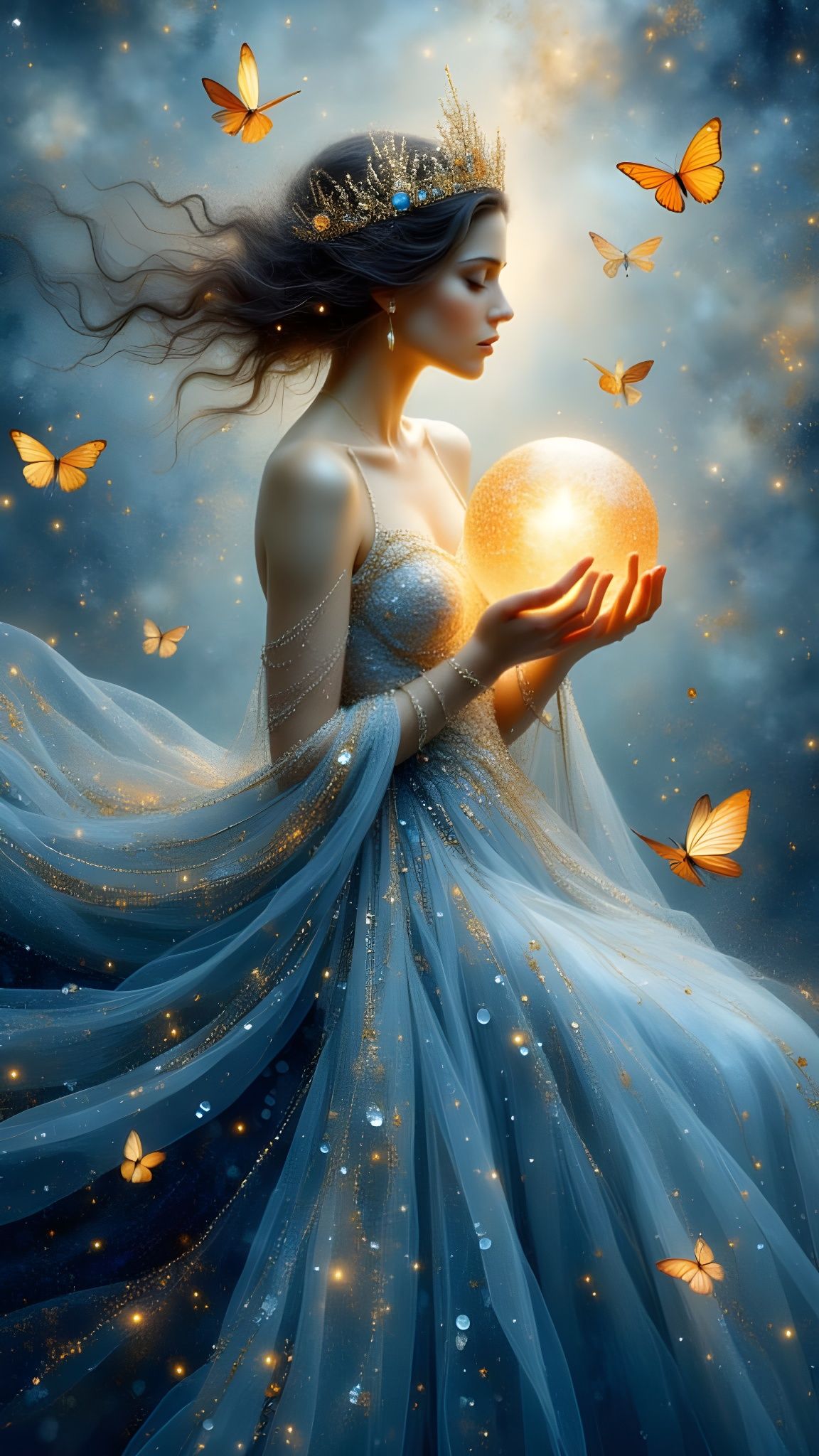 Ethereal Fantasy of a Star-Gowned Goddess