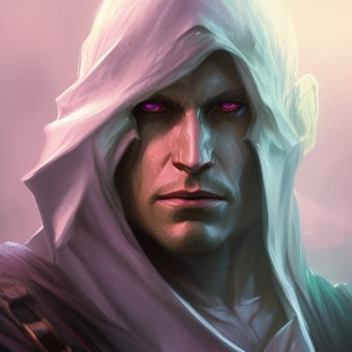 Detailed Portrait of Drizzt in Art Nouveau Style