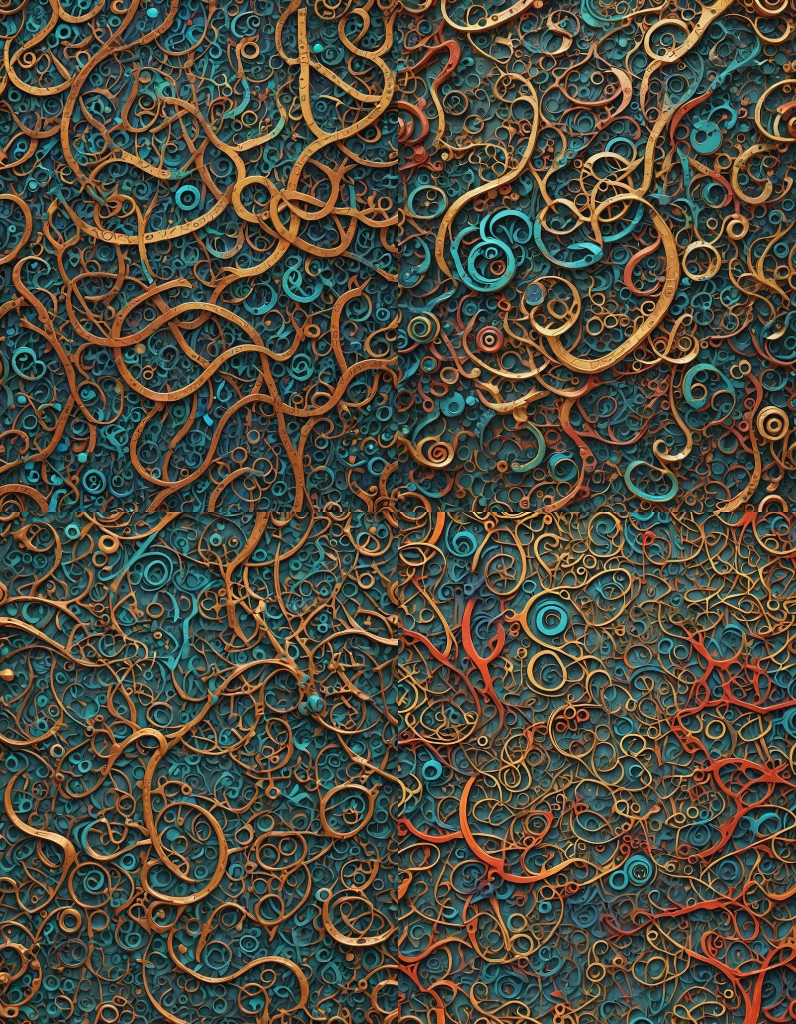 Abstract Asemic Writing in Detailed Matte Painting