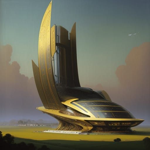 Renaissance-Inspired Spaceship Emerges in Idyllic Countrysid...