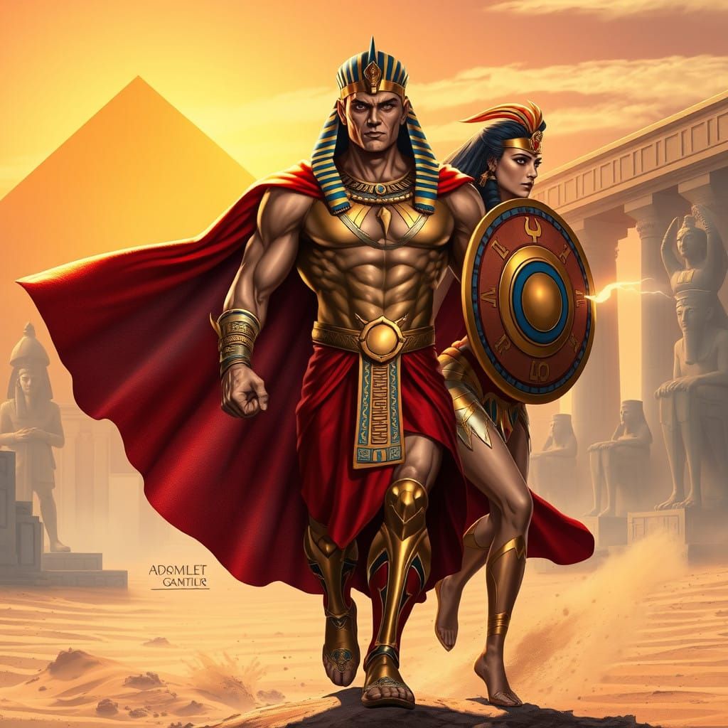 Ancient Egyptian Superman: Regal Hero in Hyper-Realistic Spl...