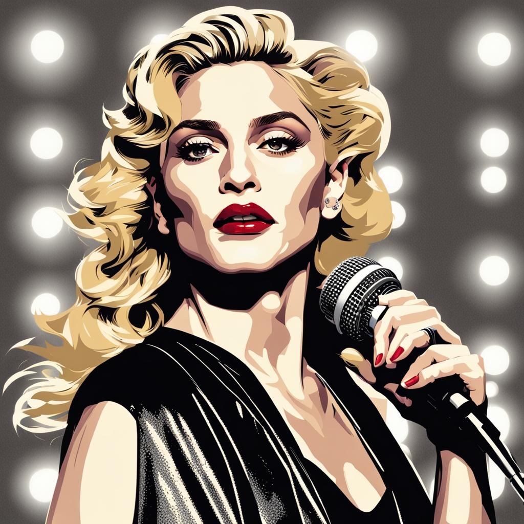 Pop Queen Singing On Stage in Vivid Digital Art