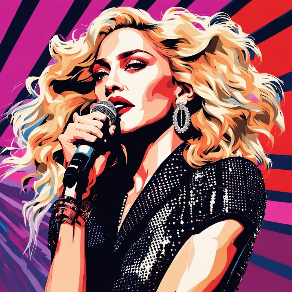 Iconic Pop Star Singing on Stage