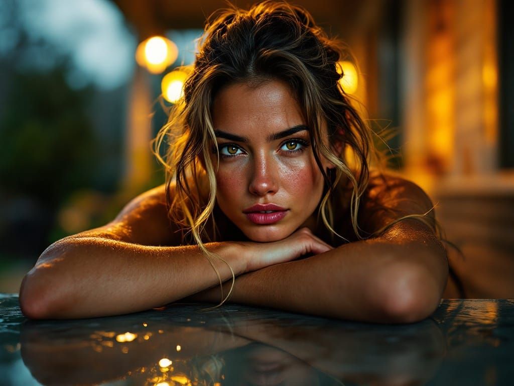 Contemplative Woman Portrait with Dramatic Lighting