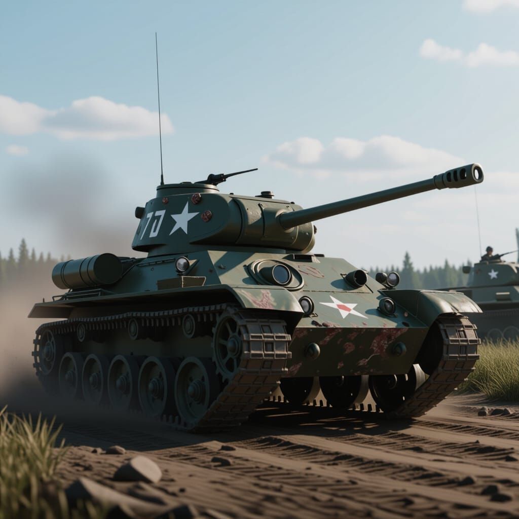 War-Torn T-70 Tank in Cinematic Style