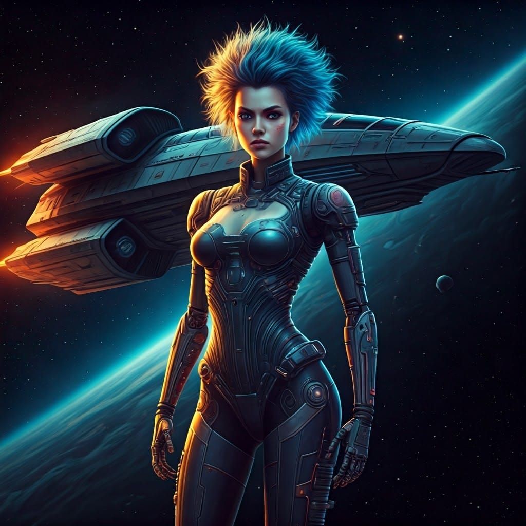 comic book-inspired cybernized girl