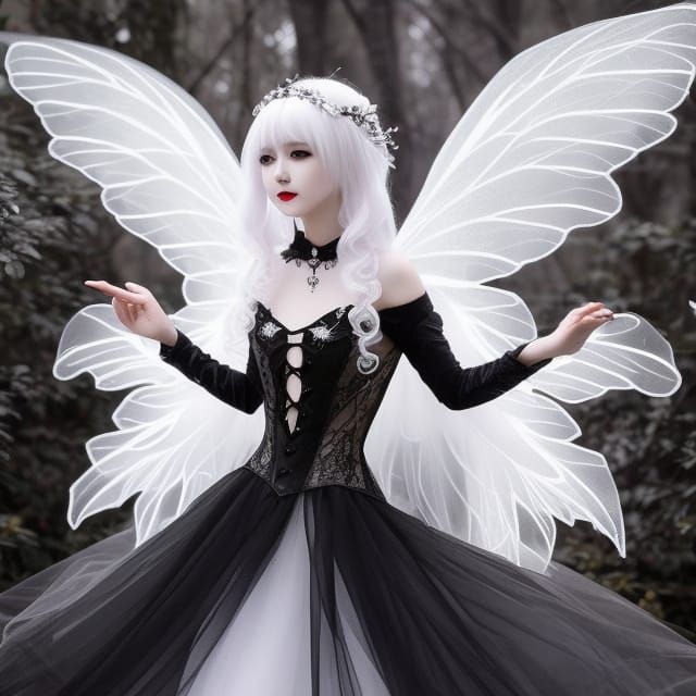 Gothic Fairy Queen with Glass Wings, Digital Art