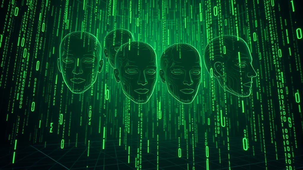 Cyberpunk Matrix Code Rain in a Hyperrealistic 3D Render