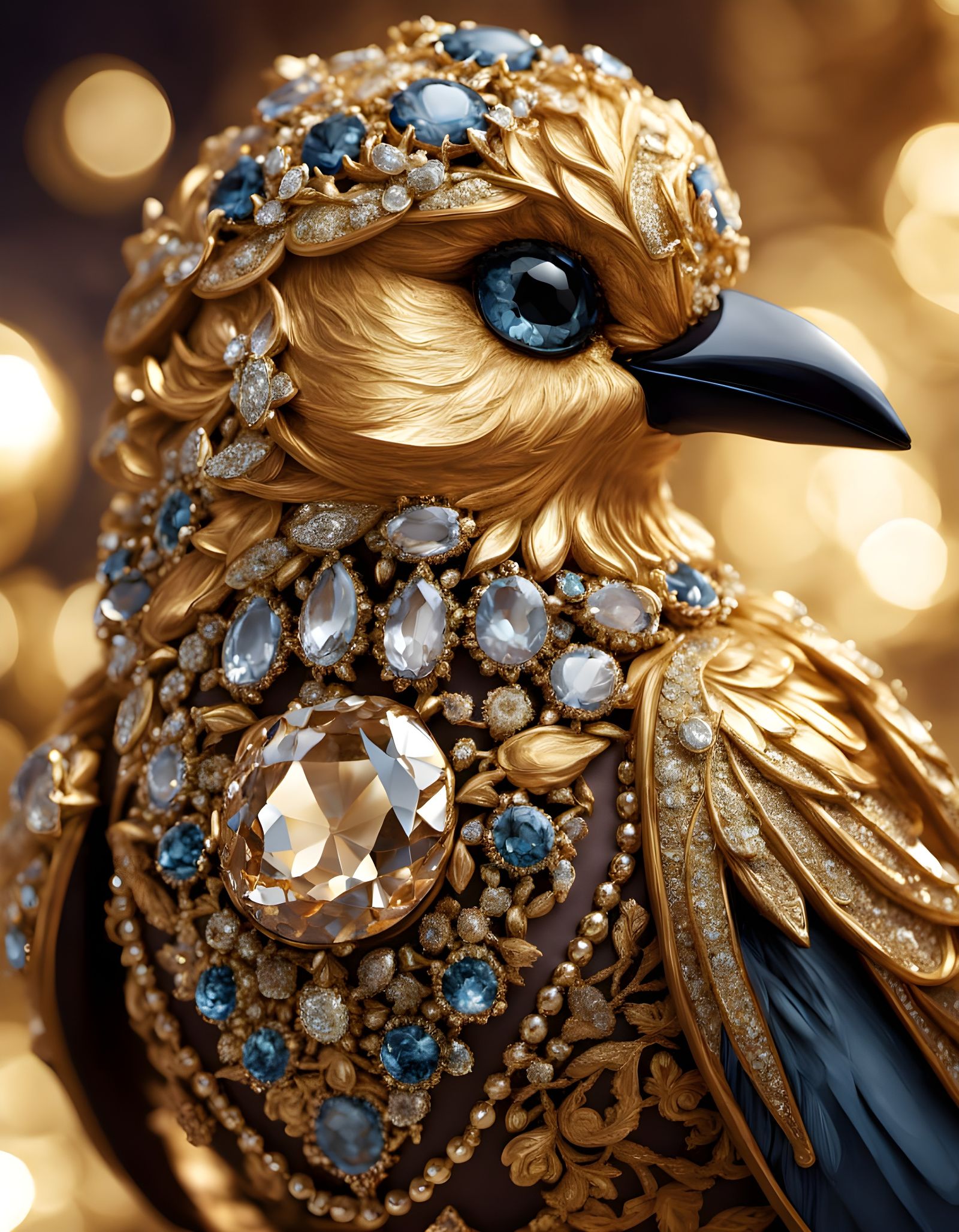 Jeweled Bird in Vibrant Diamonds
