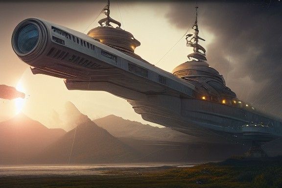 Epic Planetary Ship in Hyperdetailed Digital Painting