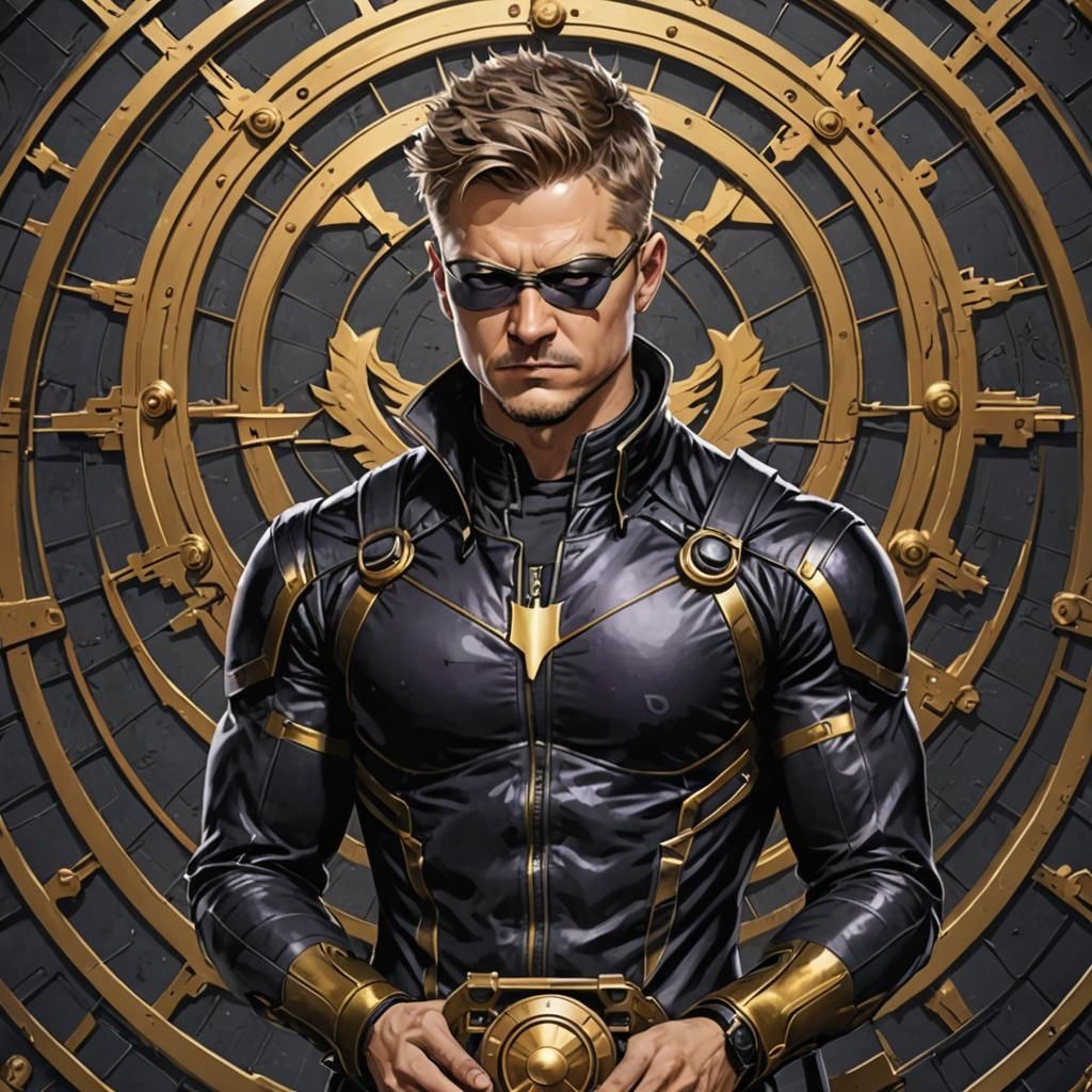 Dark Academia Hawkeye Portrait in Black and Gold