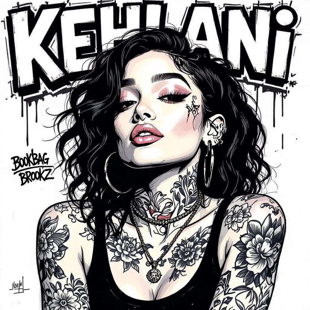 R&B Singer Kehlani Cover Art in Expressive Sketch Style