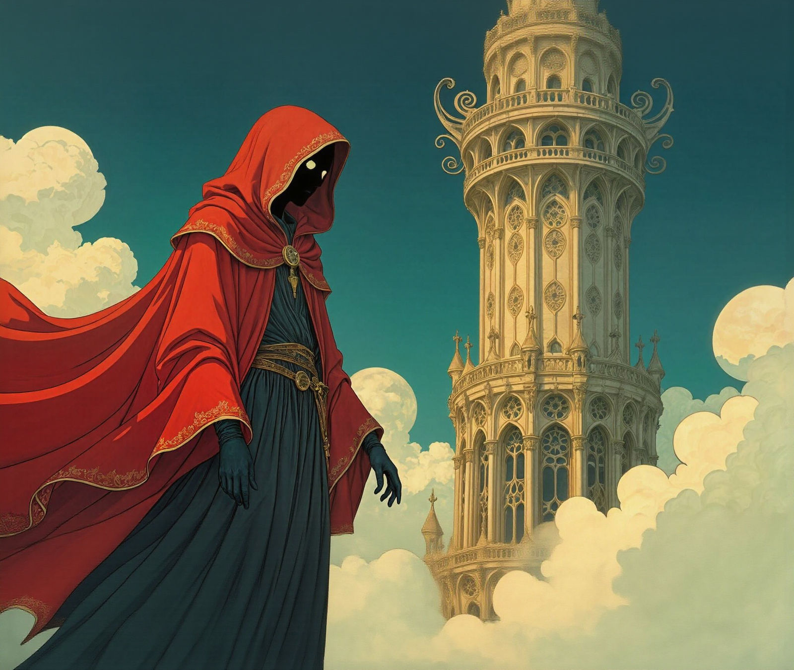 Majestic Tower in Vibrant Blue Grass Field