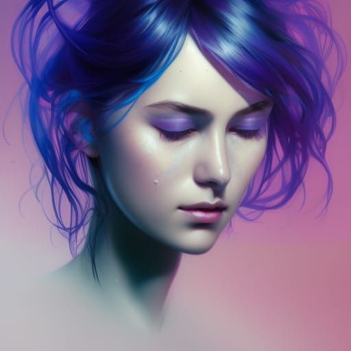 Water Droplet Woman Portrait in Hyperdetailed Splash Art