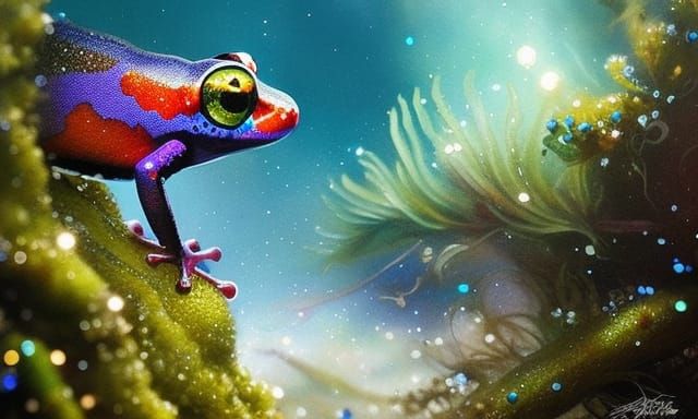 Glittering Poison Arrow Frog in Watercolour Style