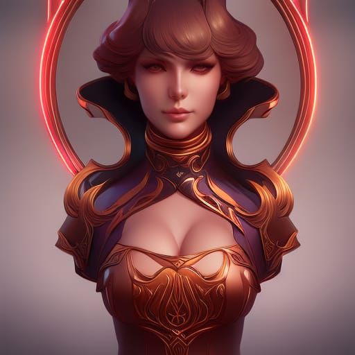 Woman's Feline Metamorphosis: Art Nouveau Portrait