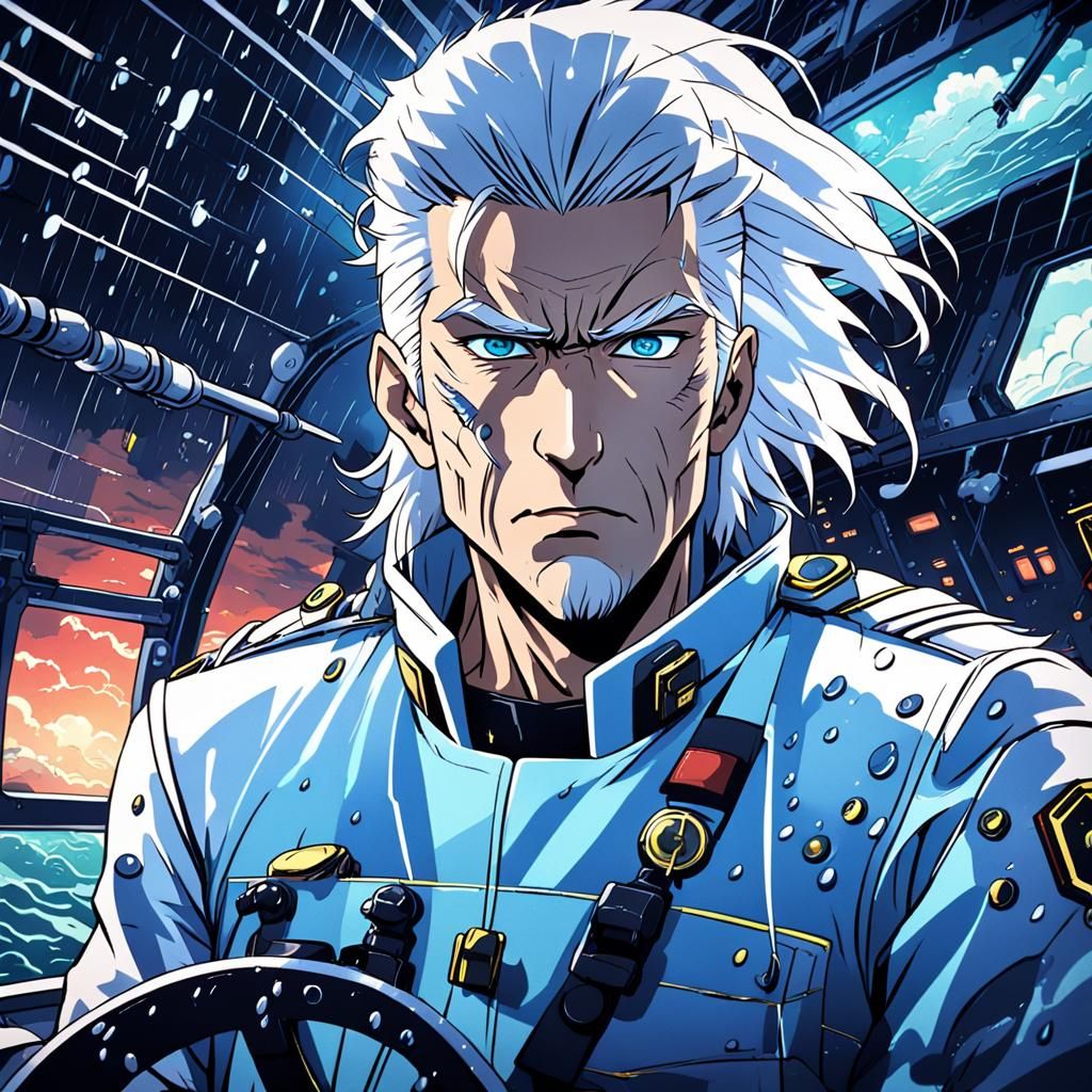 Stern Submarine Captain in Anime Style