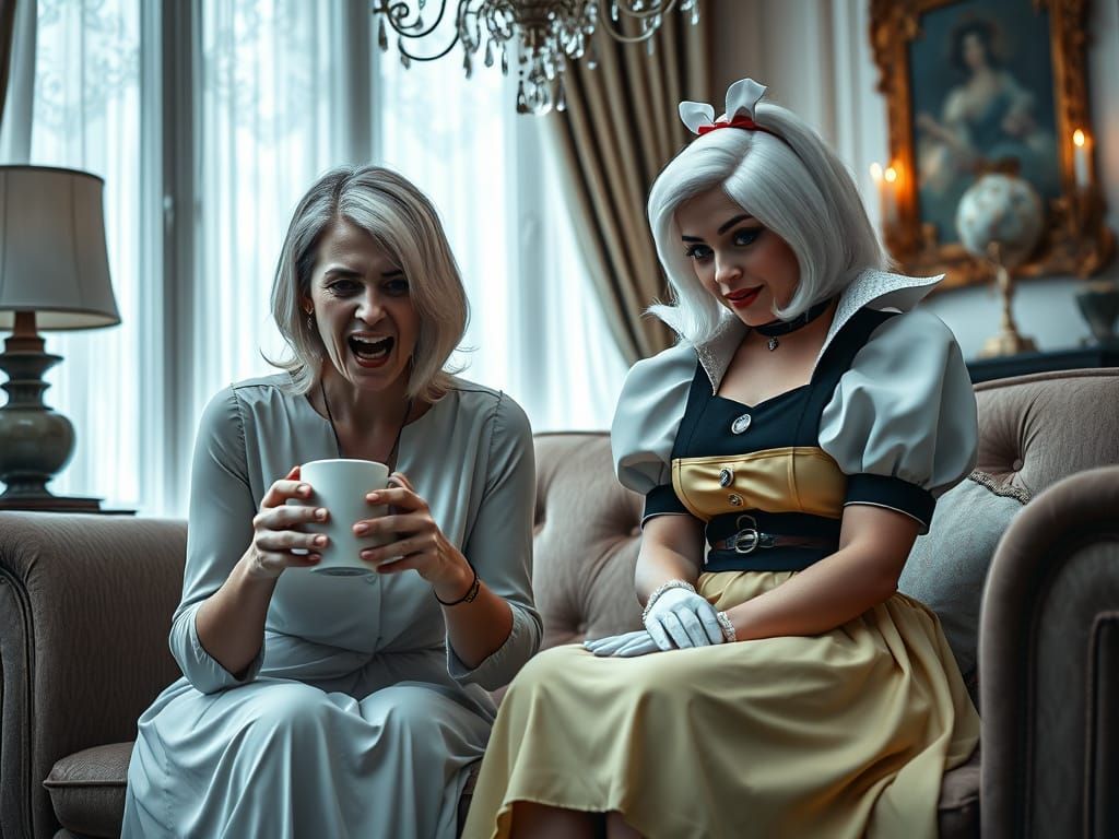 Hyperrealistic Portrait of Haunted Woman Confronted by Sinis...