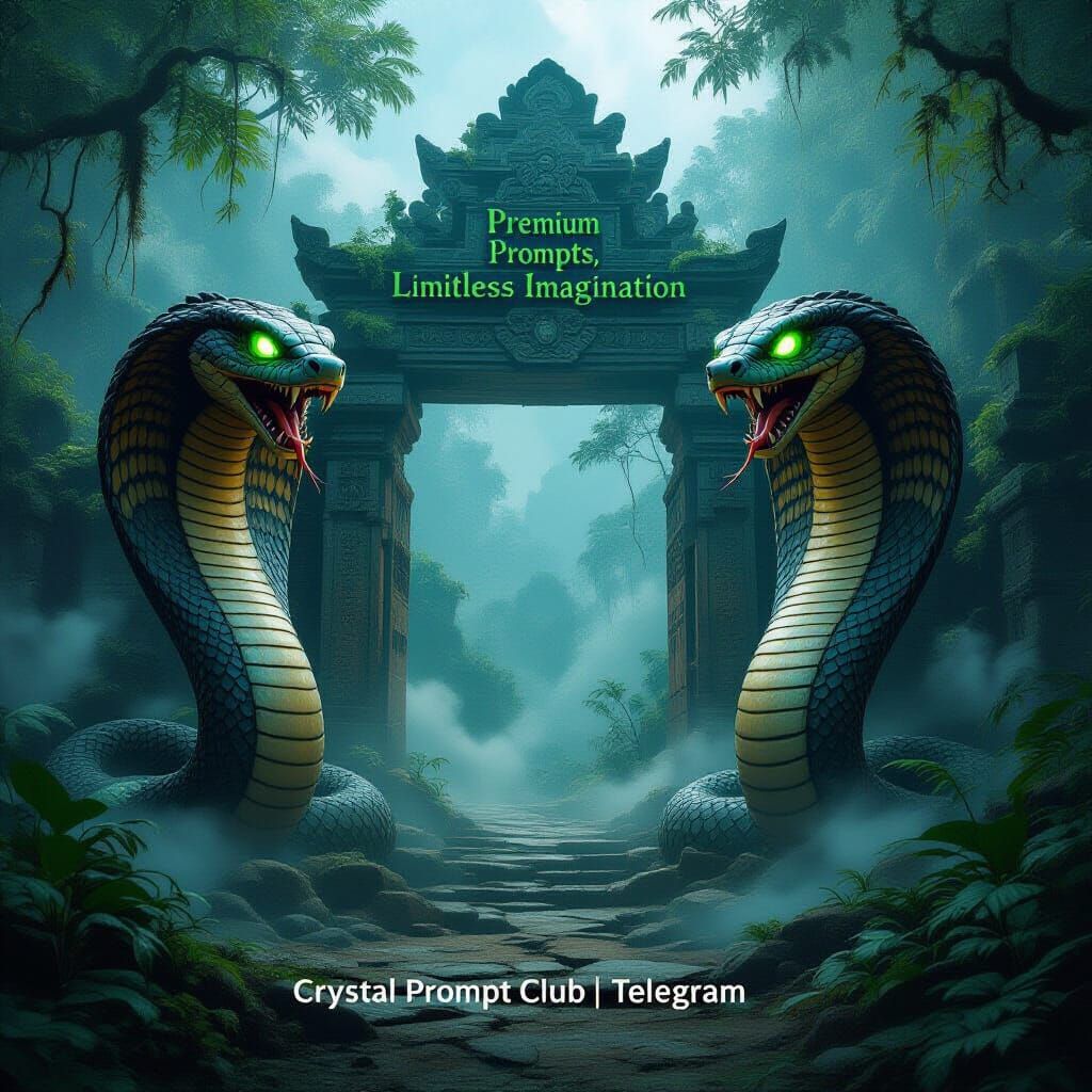 Mystical Jungle Gate with Cobra Guardians