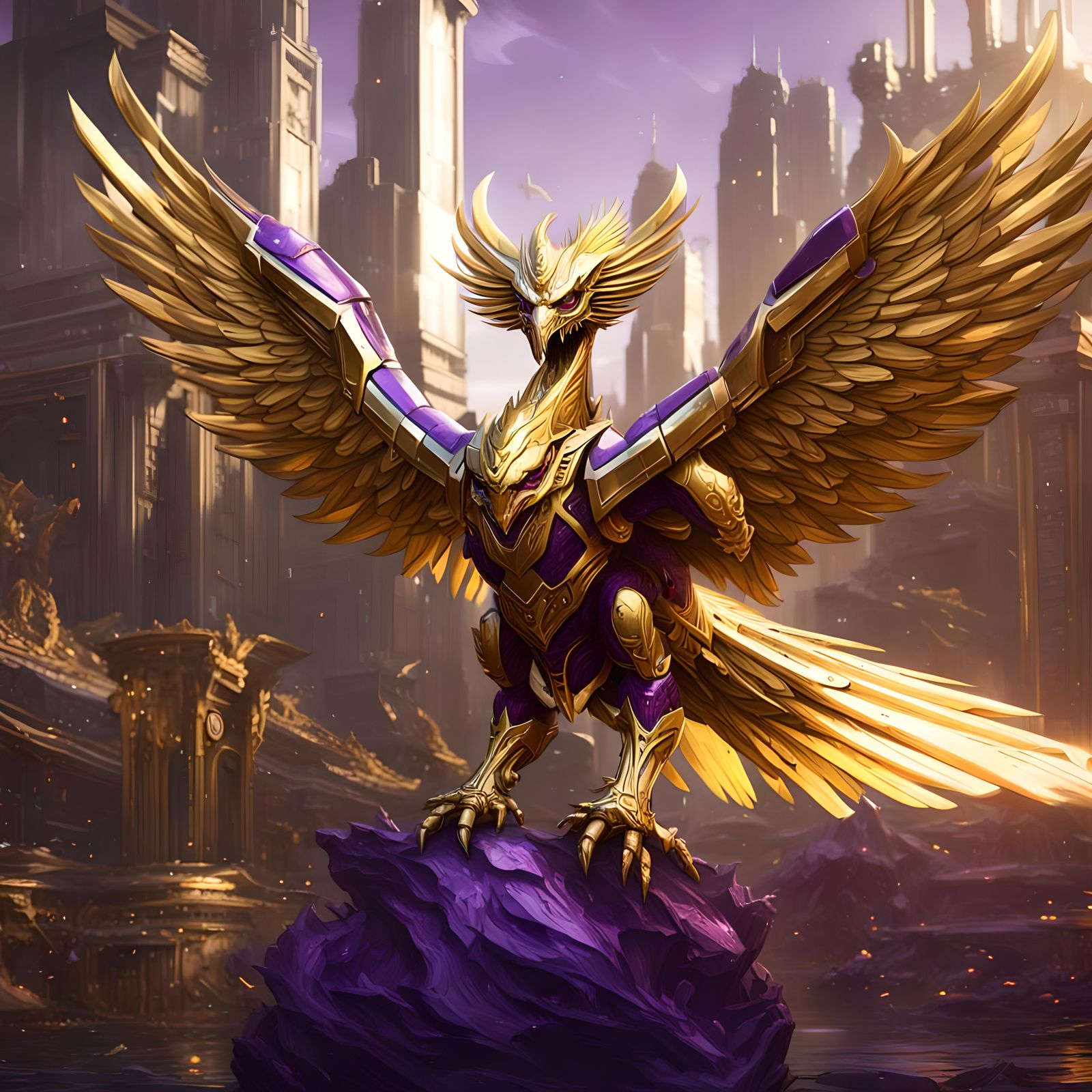 Metal Phoenix Zord in Dark Fantasy Style