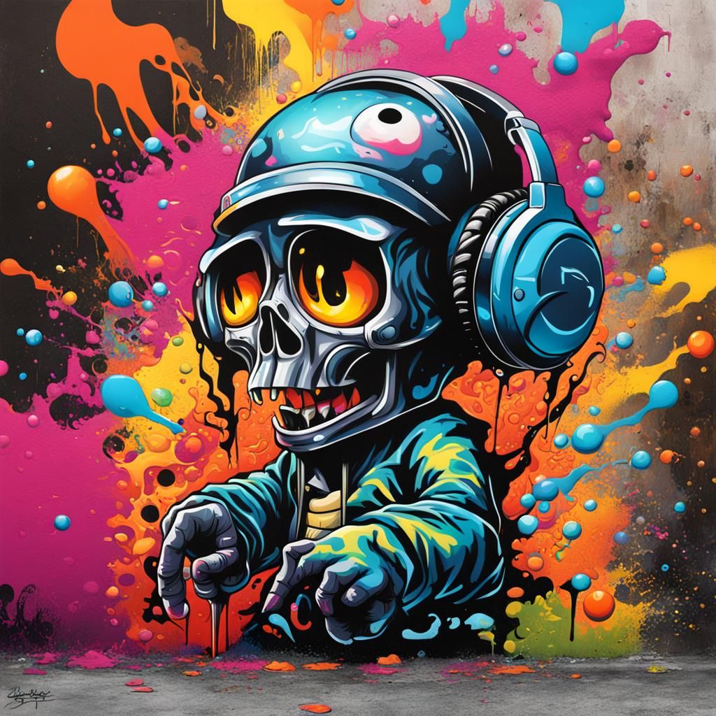 Colorful Graffiti Art with Splash Effects