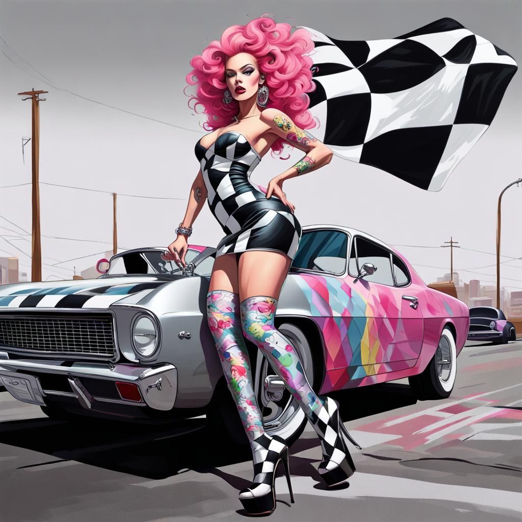 Drag Queen Ready to Race, in Anime Style